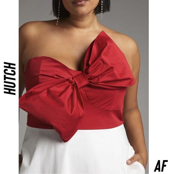 ANTHROPOLOGIE BY HUTCH BOW-TIE MAXI DRESS IN RED WHITE NEW - Picture 3 of 12